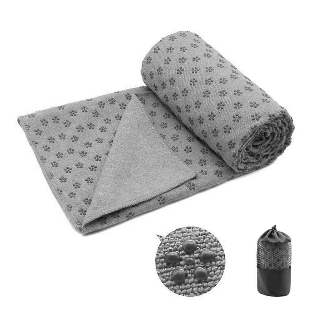 Non-slip yoga towel with gift bag-grey-2