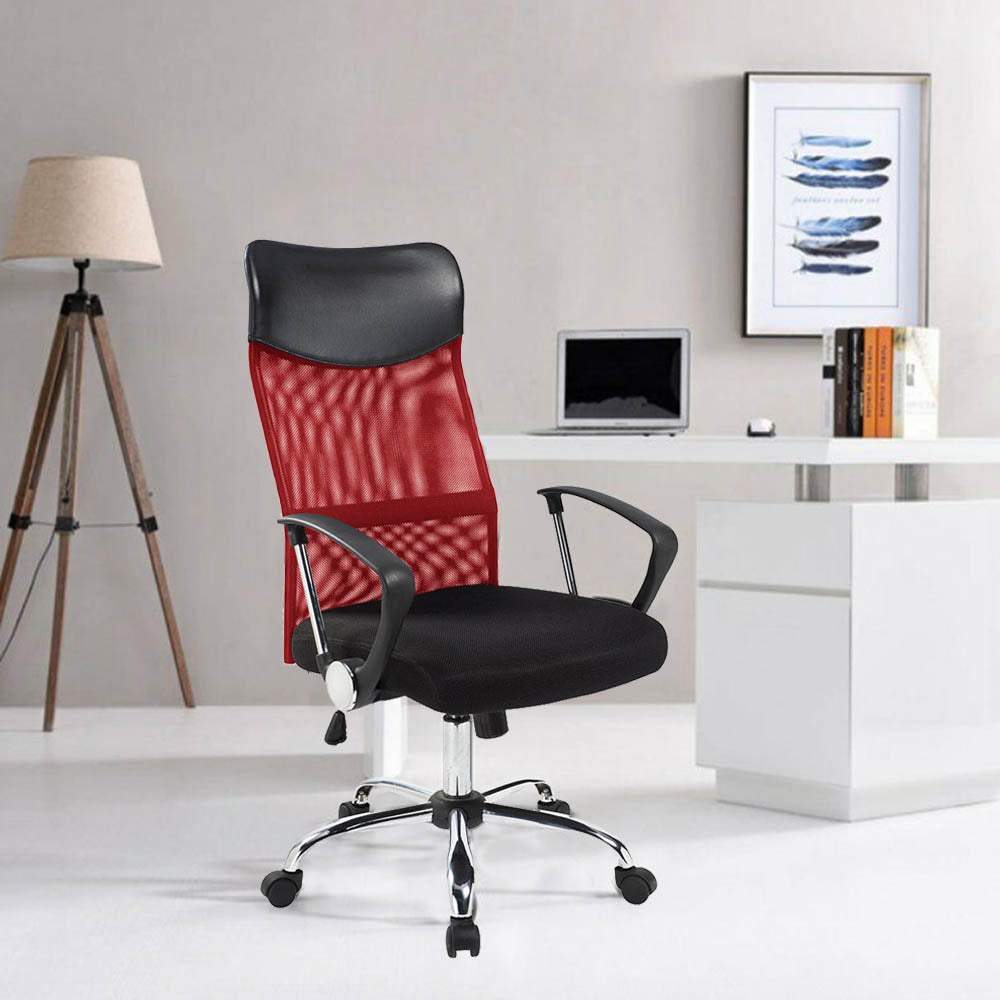Ergonomic office chair with raised back - red-3