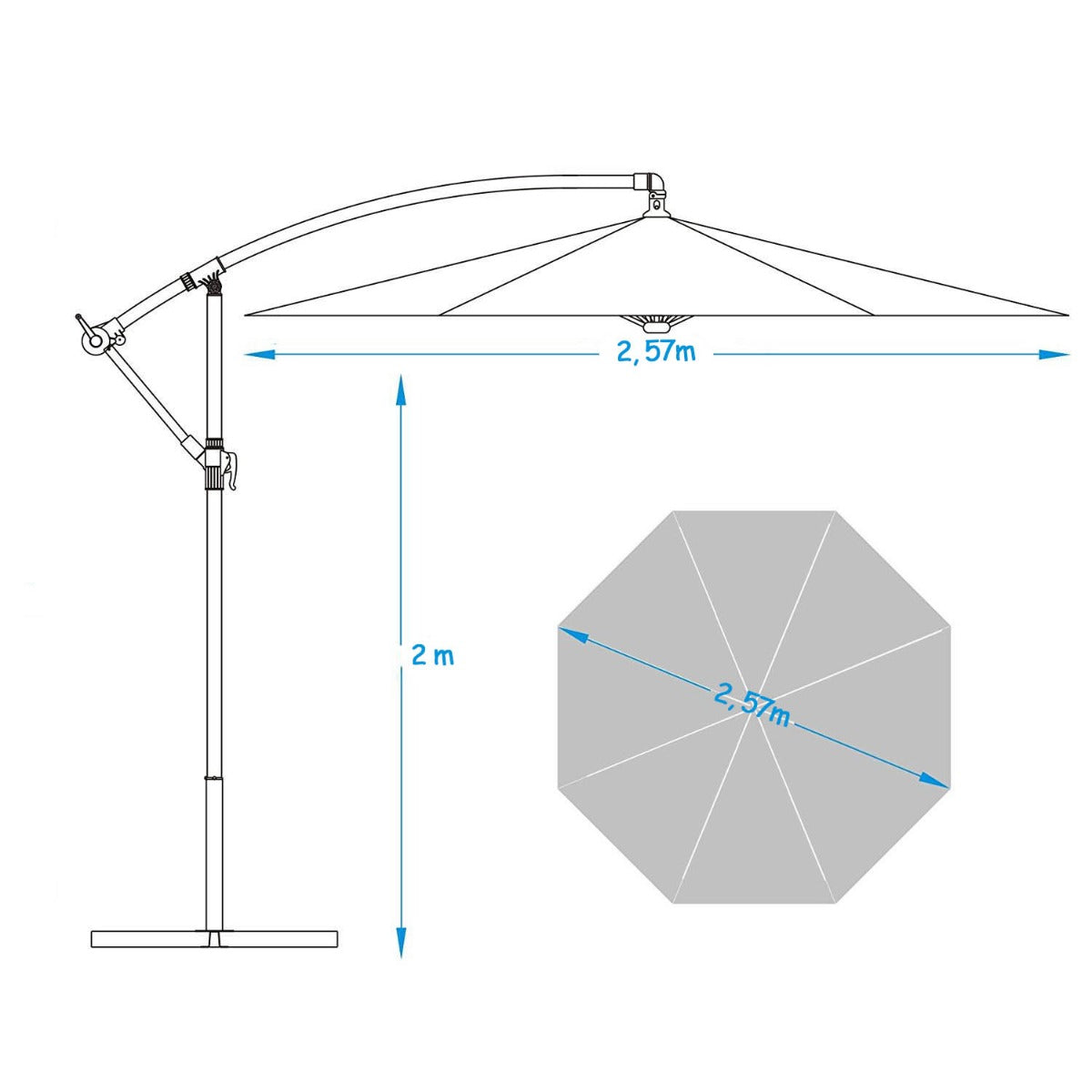 Hanging parasol 2.7 m - in several colors-cream-3