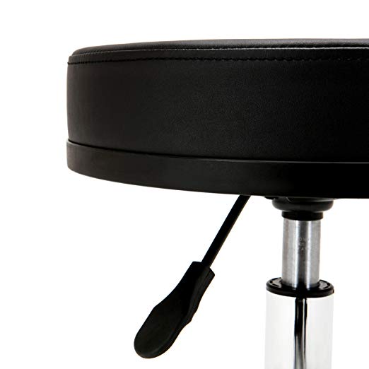 Cosmetic chair on wheels with adjustable height - black-1